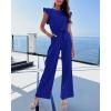 imageBTFBM Jumpsuits For Women 2026 Crew Neck Dressy Cap Sleeve Belted High Waist Wide Leg Romper One Piece Casual Outfits PocketsRoyal Blue