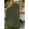 imageBTFBM Skirts for Women 2026 Summer Boho Beach Vacation Clothes Casual Pleated High Waisted Flowy Maxi SkirtArmy Green