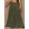 imageBTFBM Skirts for Women 2026 Summer Boho Beach Vacation Clothes Casual Pleated High Waisted Flowy Maxi SkirtArmy Green
