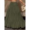 imageBTFBM Skirts for Women 2026 Summer Boho Beach Vacation Clothes Casual Pleated High Waisted Flowy Maxi SkirtArmy Green