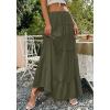 imageBTFBM Skirts for Women 2026 Summer Boho Beach Vacation Clothes Casual Pleated High Waisted Flowy Maxi SkirtArmy Green
