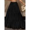 imageBTFBM Skirts for Women 2026 Summer Boho Beach Vacation Clothes Casual Pleated High Waisted Flowy Maxi SkirtBlack
