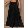 imageBTFBM Skirts for Women 2026 Summer Boho Beach Vacation Clothes Casual Pleated High Waisted Flowy Maxi SkirtBlack