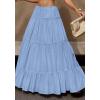 imageBTFBM Skirts for Women 2026 Summer Boho Beach Vacation Clothes Casual Pleated High Waisted Flowy Maxi SkirtBlue
