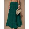 imageBTFBM Skirts for Women 2026 Summer Boho Beach Vacation Clothes Casual Pleated High Waisted Flowy Maxi SkirtGreen