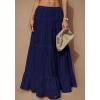 imageBTFBM Skirts for Women 2026 Summer Boho Beach Vacation Clothes Casual Pleated High Waisted Flowy Maxi SkirtNavy Blue