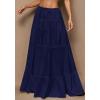 imageBTFBM Skirts for Women 2026 Summer Boho Beach Vacation Clothes Casual Pleated High Waisted Flowy Maxi SkirtNavy Blue