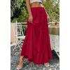 imageBTFBM Skirts for Women 2026 Summer Boho Beach Vacation Clothes Casual Pleated High Waisted Flowy Maxi SkirtRed