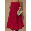 imageBTFBM Skirts for Women 2026 Summer Boho Beach Vacation Clothes Casual Pleated High Waisted Flowy Maxi SkirtRed