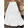 imageBTFBM Skirts for Women 2026 Summer Boho Beach Vacation Clothes Casual Pleated High Waisted Flowy Maxi SkirtWhite