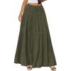 imageBTFBM Skirts for Women 2026 Summer Boho Beach Vacation Clothes Casual Pleated High Waisted Flowy Maxi SkirtArmy Green