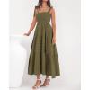 imageBTFBM Boho Maxi Dress Sleeveless Summer Dresses for Women 2026 Beach Vacation Smocked A Line Casual Sundress PocketsArmy Green
