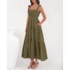 imageBTFBM Boho Maxi Dress Sleeveless Summer Dresses for Women 2026 Beach Vacation Smocked A Line Casual Sundress PocketsArmy Green