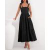 imageBTFBM Boho Maxi Dress Sleeveless Summer Dresses for Women 2026 Beach Vacation Smocked A Line Casual Sundress PocketsBlack