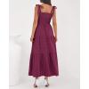 imageBTFBM Boho Maxi Dress Sleeveless Summer Dresses for Women 2026 Beach Vacation Smocked A Line Casual Sundress PocketsBurgundy