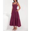 imageBTFBM Boho Maxi Dress Sleeveless Summer Dresses for Women 2026 Beach Vacation Smocked A Line Casual Sundress PocketsBurgundy