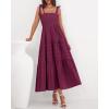 imageBTFBM Boho Maxi Dress Sleeveless Summer Dresses for Women 2026 Beach Vacation Smocked A Line Casual Sundress PocketsBurgundy