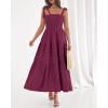 imageBTFBM Boho Maxi Dress Sleeveless Summer Dresses for Women 2026 Beach Vacation Smocked A Line Casual Sundress PocketsBurgundy