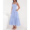imageBTFBM Boho Maxi Dress Sleeveless Summer Dresses for Women 2026 Beach Vacation Smocked A Line Casual Sundress PocketsLight Blue