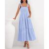 imageBTFBM Boho Maxi Dress Sleeveless Summer Dresses for Women 2026 Beach Vacation Smocked A Line Casual Sundress PocketsLight Blue