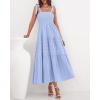 imageBTFBM Boho Maxi Dress Sleeveless Summer Dresses for Women 2026 Beach Vacation Smocked A Line Casual Sundress PocketsLight Blue