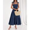 imageBTFBM Boho Maxi Dress Sleeveless Summer Dresses for Women 2026 Beach Vacation Smocked A Line Casual Sundress PocketsNavy Blue