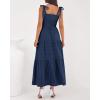 imageBTFBM Boho Maxi Dress Sleeveless Summer Dresses for Women 2026 Beach Vacation Smocked A Line Casual Sundress PocketsNavy Blue