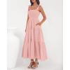 imageBTFBM Boho Maxi Dress Sleeveless Summer Dresses for Women 2026 Beach Vacation Smocked A Line Casual Sundress PocketsPink