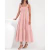 imageBTFBM Boho Maxi Dress Sleeveless Summer Dresses for Women 2026 Beach Vacation Smocked A Line Casual Sundress PocketsPink
