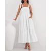 imageBTFBM Boho Maxi Dress Sleeveless Summer Dresses for Women 2026 Beach Vacation Smocked A Line Casual Sundress PocketsWhite