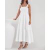 imageBTFBM Boho Maxi Dress Sleeveless Summer Dresses for Women 2026 Beach Vacation Smocked A Line Casual Sundress PocketsWhite