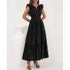 imageBTFBM Dresses for Women Spring 2026 Maxi Casual Dress Flutter Short Sleeve V Neck Elastic Waist Boho Beach Vacation PocketsBlack