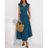 imageBTFBM Dresses for Women Spring 2026 Maxi Casual Dress Flutter Short Sleeve V Neck Elastic Waist Boho Beach Vacation PocketsLake Blue