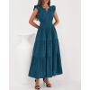 imageBTFBM Dresses for Women Spring 2026 Maxi Casual Dress Flutter Short Sleeve V Neck Elastic Waist Boho Beach Vacation PocketsLake Blue