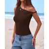 imageBTFBM Off The Shoulder Tops for Women 2026 Cute Summer Casual Sleeveless Slim Fit y2k Spring Outfits Going Out Tank TopDark Brown
