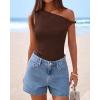 imageBTFBM Off The Shoulder Tops for Women 2026 Cute Summer Casual Sleeveless Slim Fit y2k Spring Outfits Going Out Tank TopDark Brown