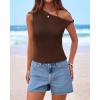 imageBTFBM Off The Shoulder Tops for Women 2026 Cute Summer Casual Sleeveless Slim Fit y2k Spring Outfits Going Out Tank TopDark Brown