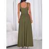imageBTFBM Summer Dresses for Women 2026 Maxi Casual Square Neck Flowy Long Sundress Spring Wedding Guest Cocktail DressArmy Green