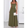 imageBTFBM Summer Dresses for Women 2026 Maxi Casual Square Neck Flowy Long Sundress Spring Wedding Guest Cocktail DressArmy Green