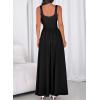 imageBTFBM Summer Dresses for Women 2026 Maxi Casual Square Neck Flowy Long Sundress Spring Wedding Guest Cocktail DressBlack