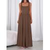 imageBTFBM Summer Dresses for Women 2026 Maxi Casual Square Neck Flowy Long Sundress Spring Wedding Guest Cocktail DressBrown