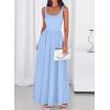 imageBTFBM Summer Dresses for Women 2026 Maxi Casual Square Neck Flowy Long Sundress Spring Wedding Guest Cocktail DressLight Blue