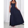 imageBTFBM Summer Dresses for Women 2026 Maxi Casual Square Neck Flowy Long Sundress Spring Wedding Guest Cocktail DressNavy Blue