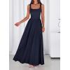 imageBTFBM Summer Dresses for Women 2026 Maxi Casual Square Neck Flowy Long Sundress Spring Wedding Guest Cocktail DressNavy Blue