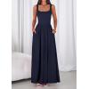 imageBTFBM Summer Dresses for Women 2026 Maxi Casual Square Neck Flowy Long Sundress Spring Wedding Guest Cocktail DressNavy Blue
