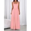 imageBTFBM Summer Dresses for Women 2026 Maxi Casual Square Neck Flowy Long Sundress Spring Wedding Guest Cocktail DressPink