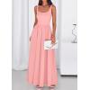 imageBTFBM Summer Dresses for Women 2026 Maxi Casual Square Neck Flowy Long Sundress Spring Wedding Guest Cocktail DressPink