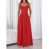 imageBTFBM Summer Dresses for Women 2026 Maxi Casual Square Neck Flowy Long Sundress Spring Wedding Guest Cocktail DressRed