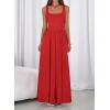 imageBTFBM Summer Dresses for Women 2026 Maxi Casual Square Neck Flowy Long Sundress Spring Wedding Guest Cocktail DressRed