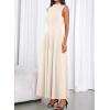 imageBTFBM Summer Dresses for Women 2026 Mock Neck Sleeveless High Waist Flowy A Line Maxi Cocktail Dress Wedding GuestBeige